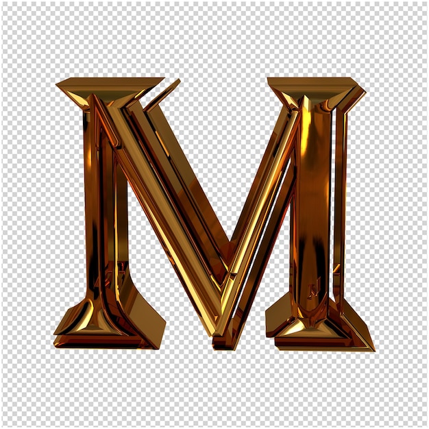 Renderização 3d de letras douradas