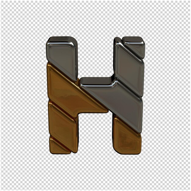 Renderização 3D de letras prateadas e douradas