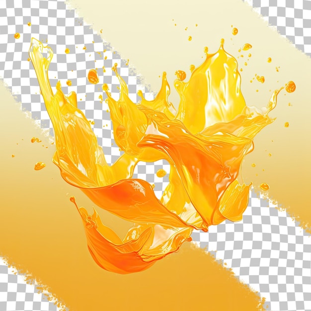 PSD renderização 3d de líquido transparente com fundo transparente em tons de laranja e amarelo