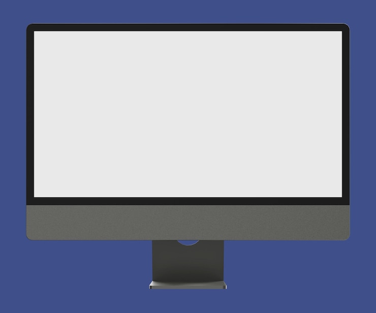 PSD renderização 3d de maquete de tela em branco de monitor de computador