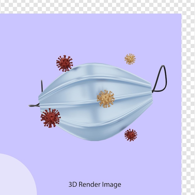 PSD renderização 3d de máscaras médicas protegendo covid19