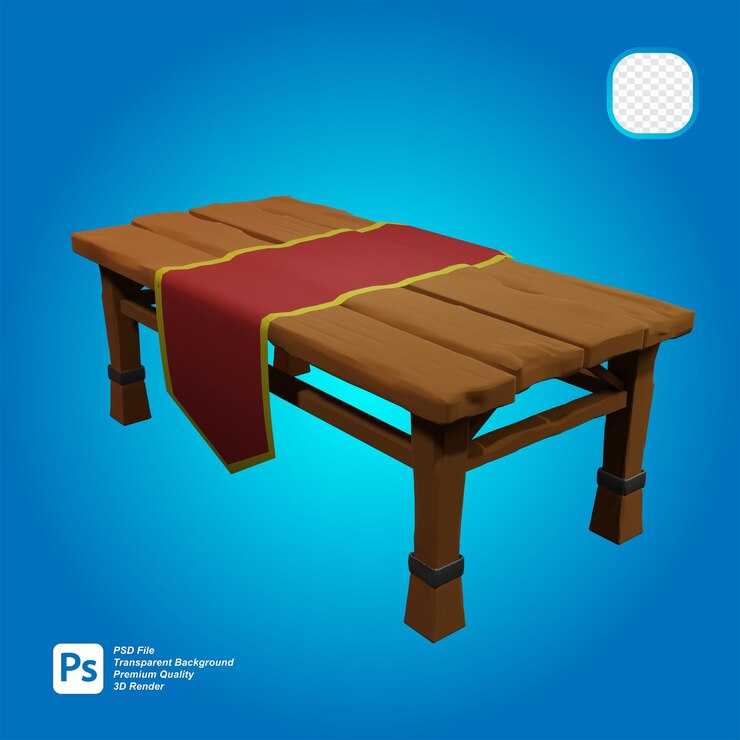PSD renderização 3d de mesa de madeira
