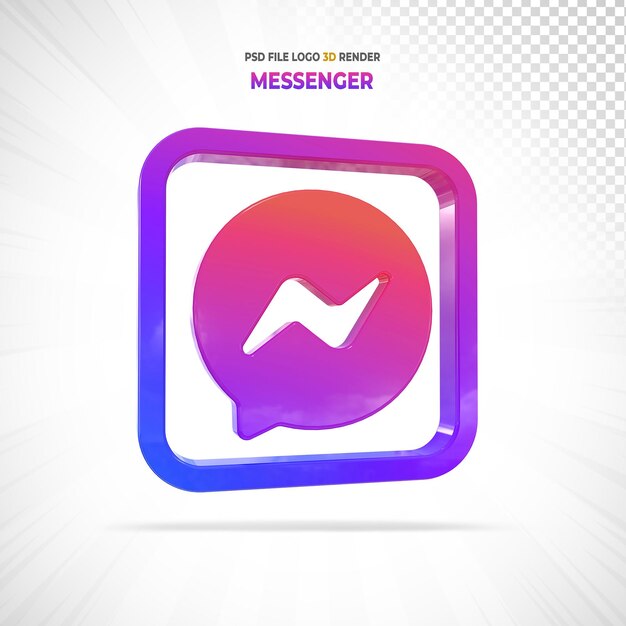 Renderização 3D de mídia social estilo logotipo do Messenger