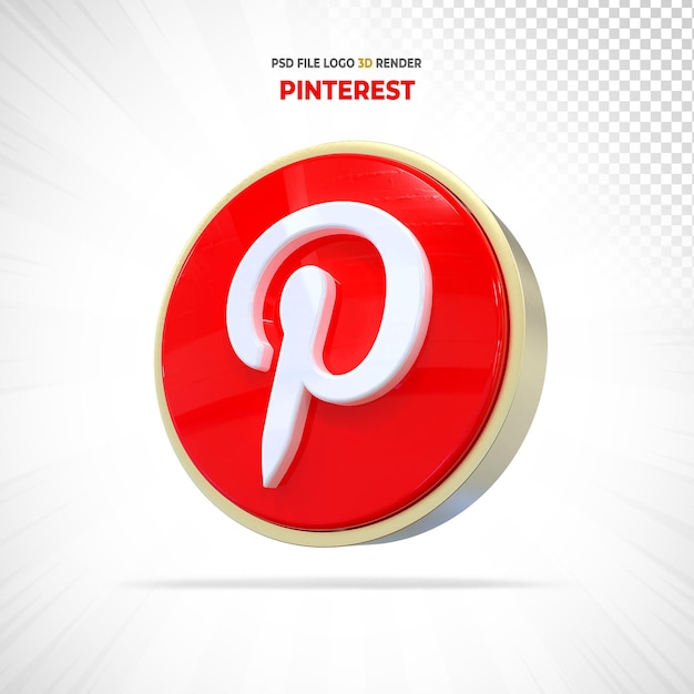 Renderização 3d de mídia social estilo logotipo do pinterest