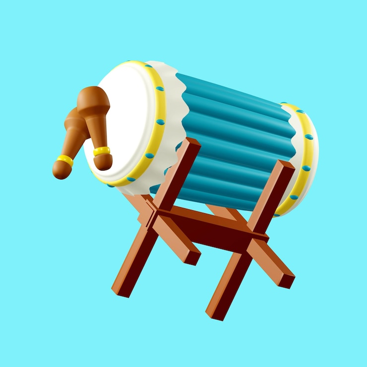 PSD renderização 3d de modelo de bedug azul com fundo azul para ramadã