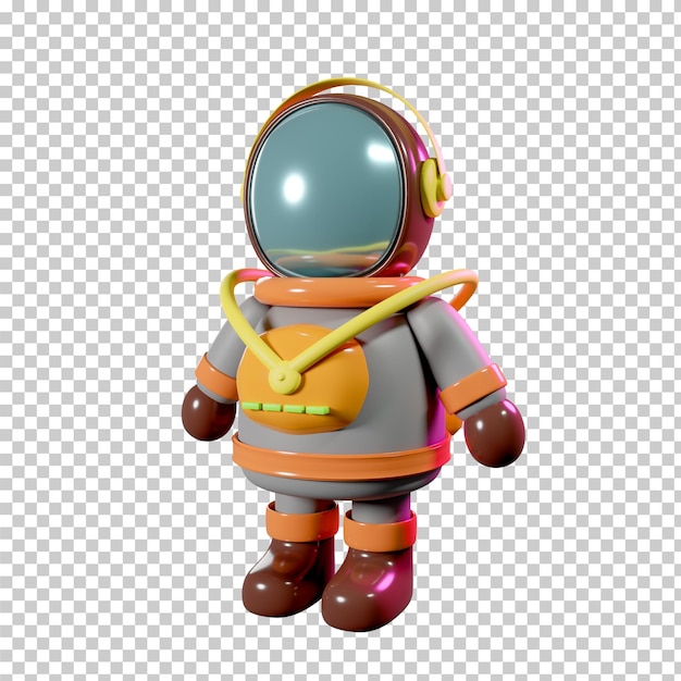 Renderização 3d de modelo de desenho animado de astronauta