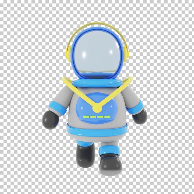 Renderização 3d de modelo de desenho animado de astronauta