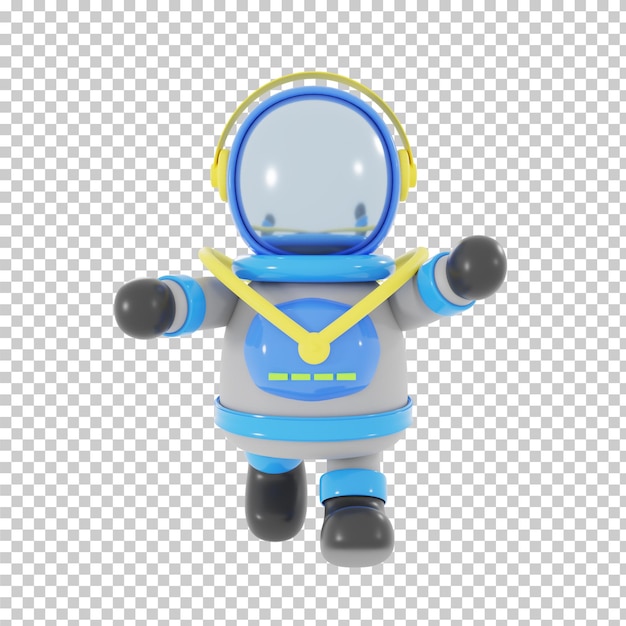 Renderização 3D de modelo de desenho animado de astronauta