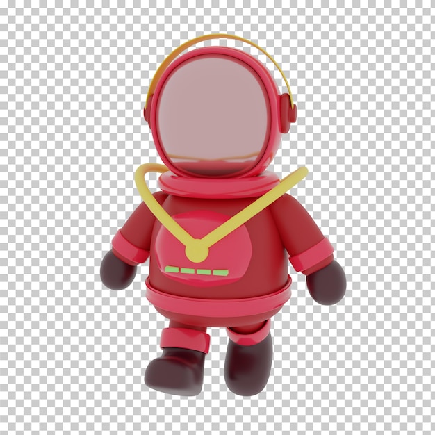 Renderização 3D de modelo de desenho animado de astronauta