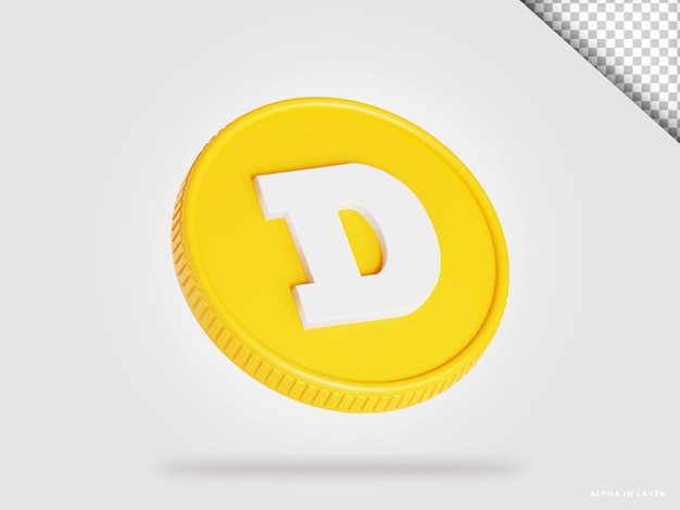 Renderização 3d de moeda de criptomoeda Dogecoin doge isolada