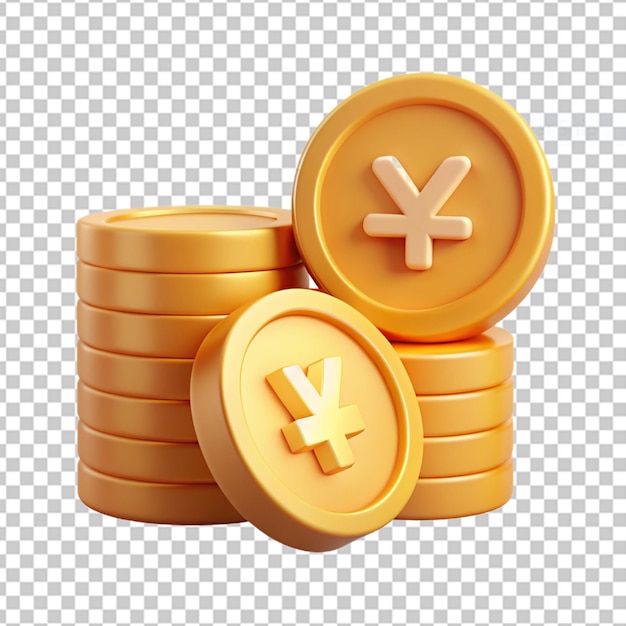 PSD renderização 3d de moeda de ouro de yuan