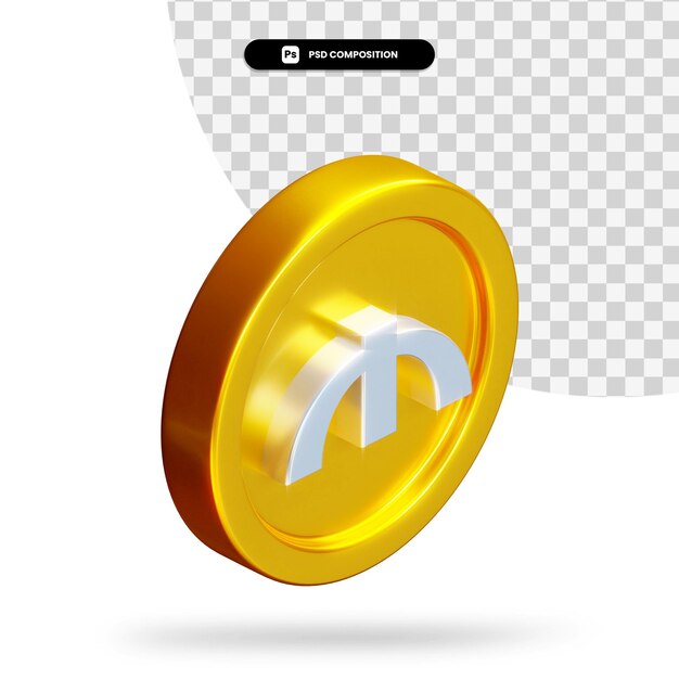 Renderização 3d de moeda manat dourada isolada