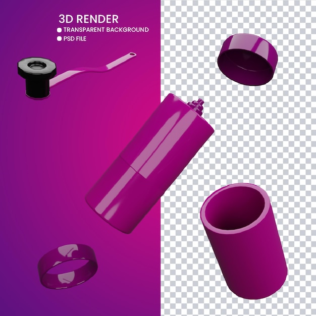 PSD renderização 3d de moedor de café bonito