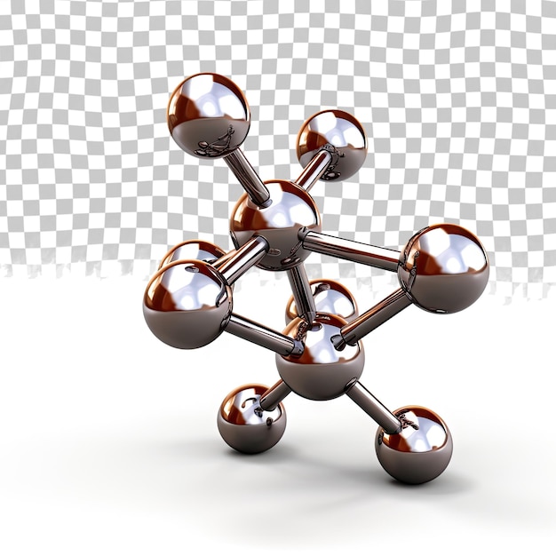 Renderização 3d de moléculas teobromina alcaloide doce de cacau isolado em fundo transparente