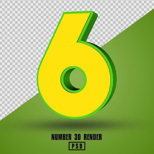 renderização 3D de número verde amarelo