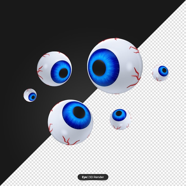 PSD renderização 3d de olhos coloridos de halloween realistas