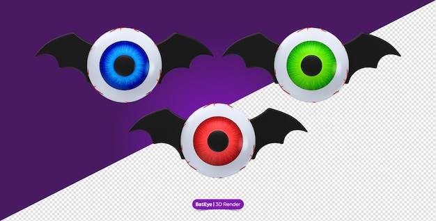 Renderização 3d de olhos coloridos de halloween realistas