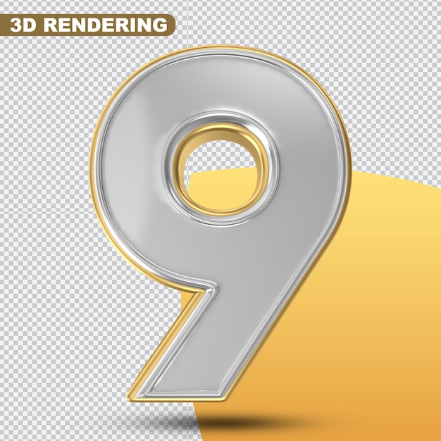 Renderização 3d de ouro número 9