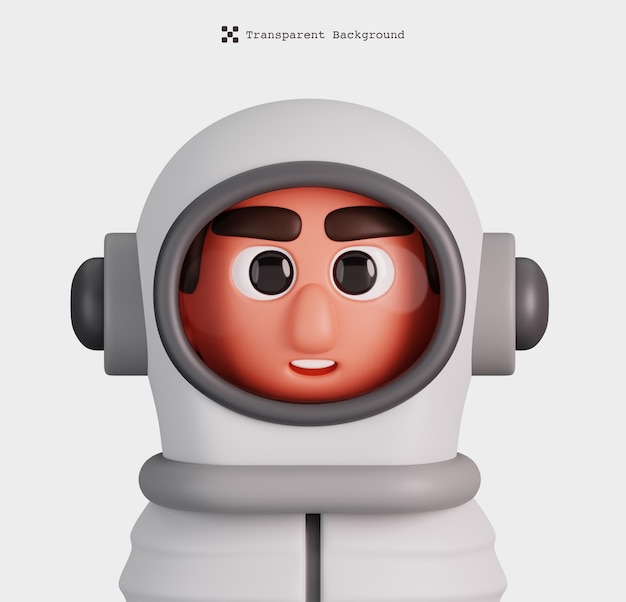 Renderização 3d de personagens de astronauta homem isolados ícones de avatar de profissões e ocupações