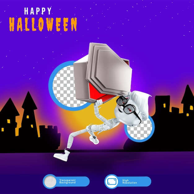 PSD renderização 3d de personagens de halloween