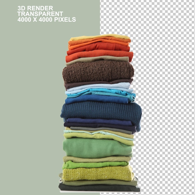 Renderização 3D de pilhas de roupas dobradas