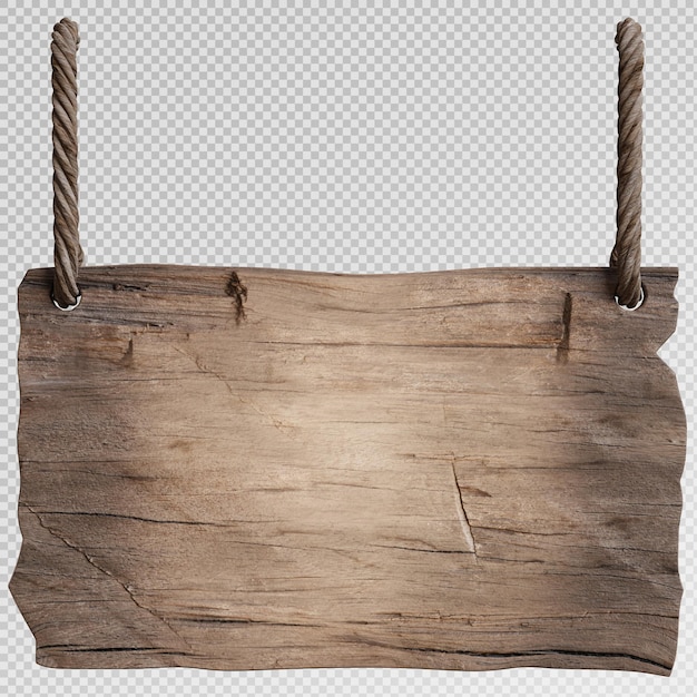Renderização 3D de placa de sinalização de madeira