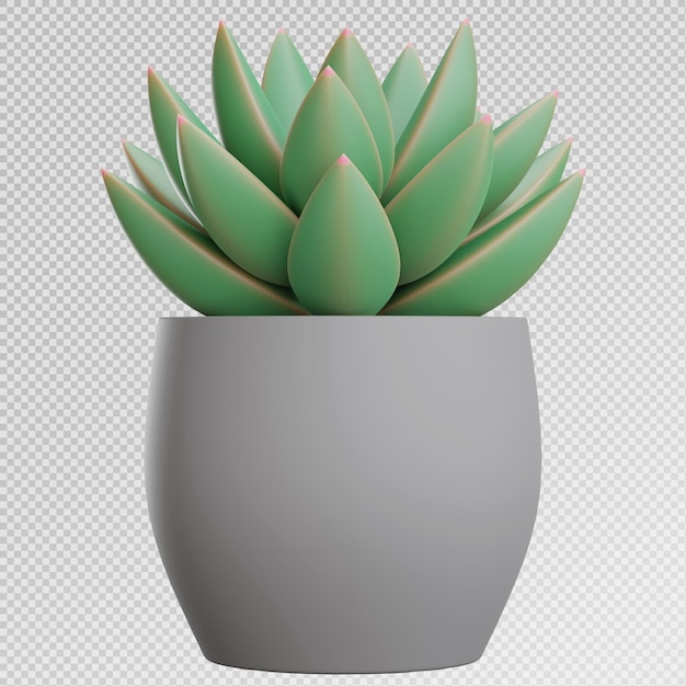 Renderização 3D de planta verde em pote