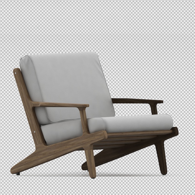 Renderização 3D de poltrona isométrica