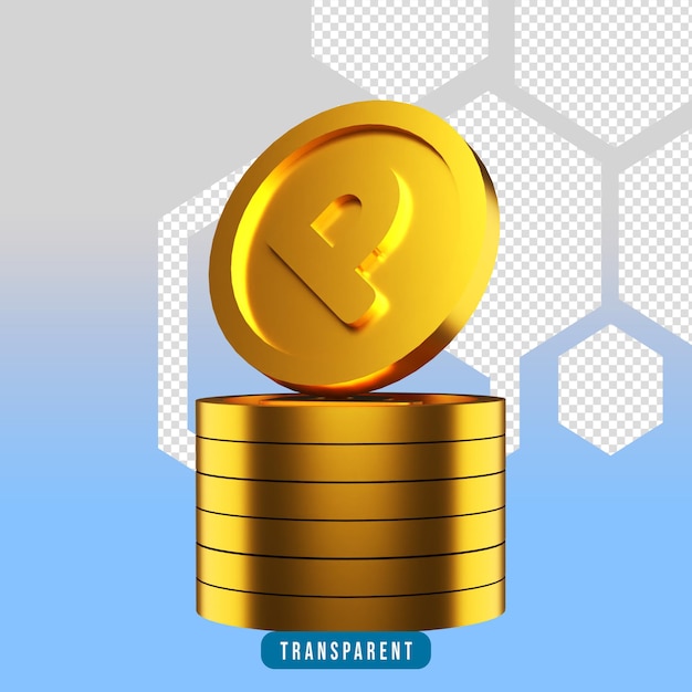 Renderização 3D de pontas de moedas
