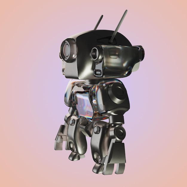 Renderização 3D de prata e vidro da cabeça