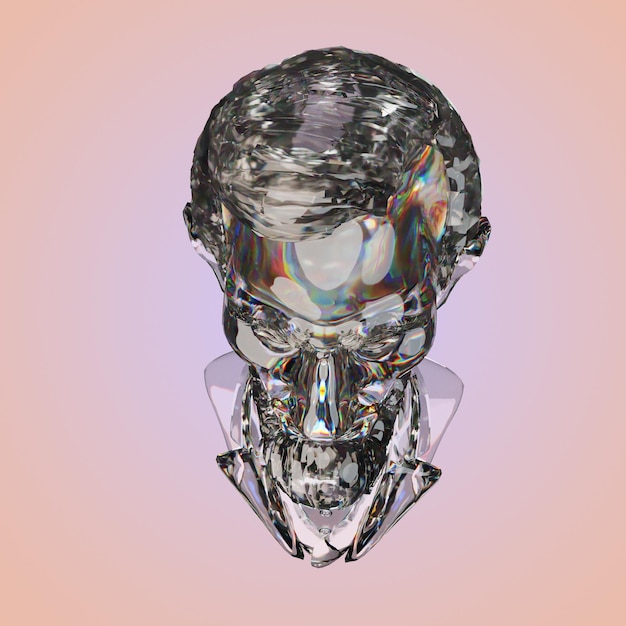 Renderização 3D de prata e vidro da cabeça