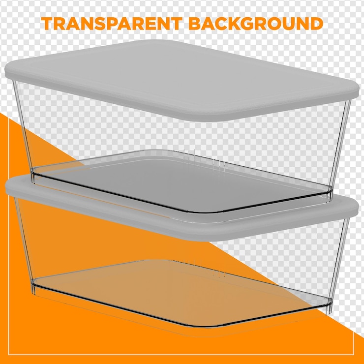 PSD renderização 3d de recipientes de plástico com fundo transparente