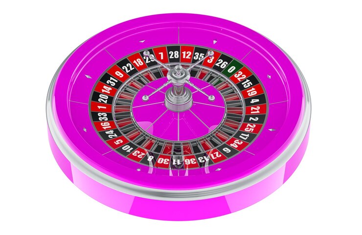 PSD renderização 3d de roleta rosa do cassino isolada em fundo transparente
