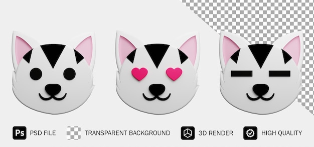 Renderização 3d de rosto de gato fofo