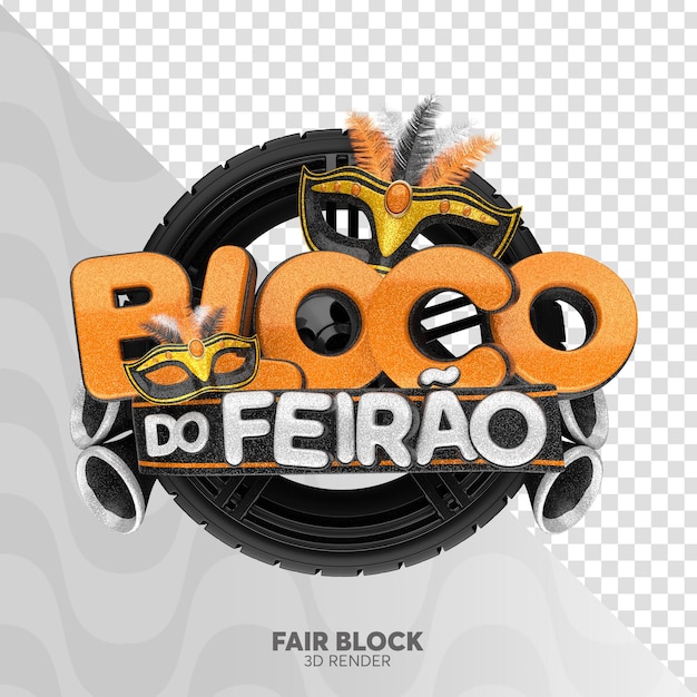 PSD renderização 3d de rótulo de mega feira de carnaval para campanha de marketing