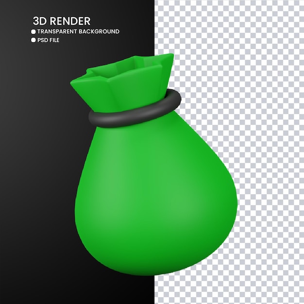 Renderização 3d de saco de dinheiro bonito