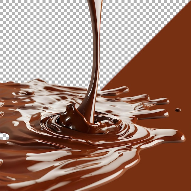 Renderização 3d de salpicos de chocolate em fundo transparente gerado por ai