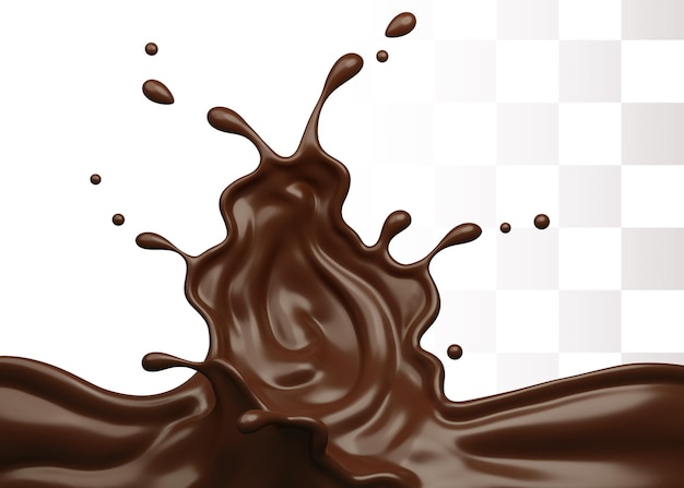 Renderização 3D de salpicos de chocolate PSD