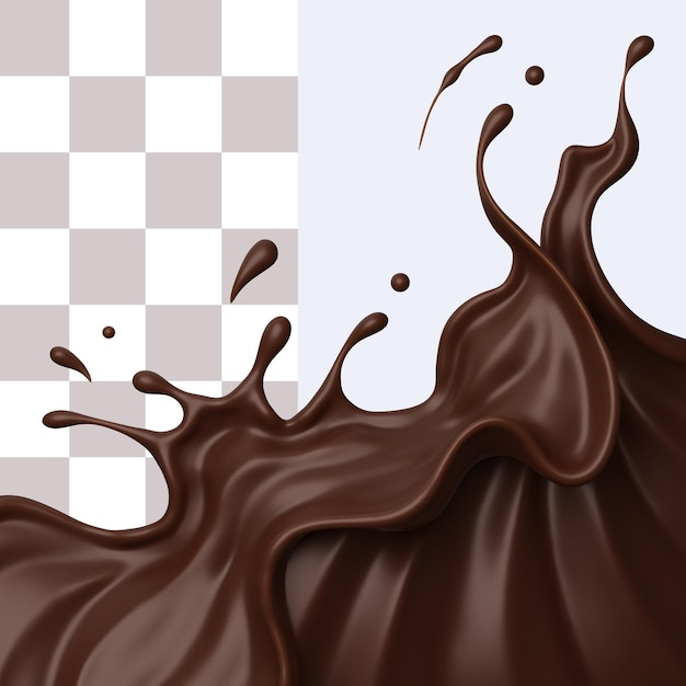 PSD renderização 3d de salpicos de chocolate psd