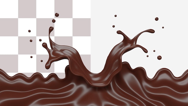 Renderização 3D de salpicos de chocolate PSD