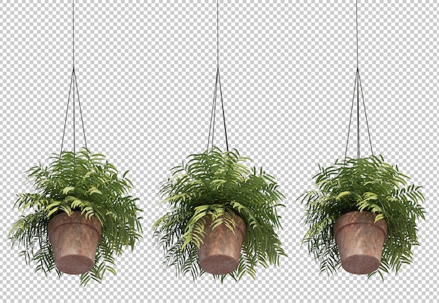 Renderização 3D de samambaia em plantas de maconha