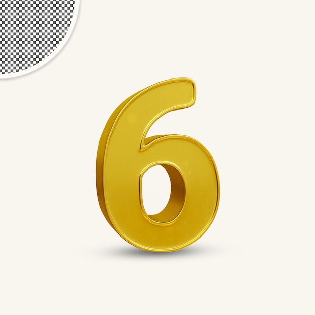 Renderização 3d de Shinny Gold Número 6