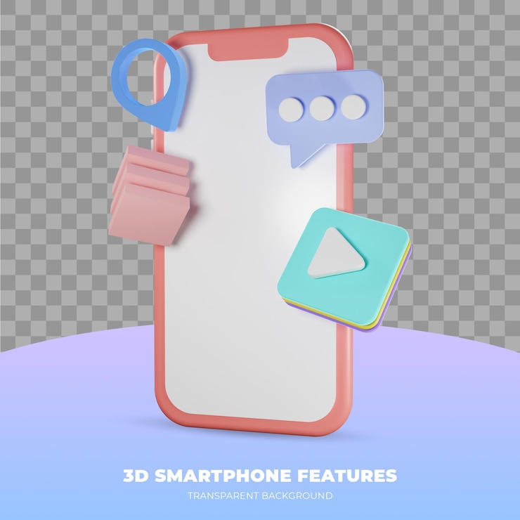 PSD renderização 3d de smartphone isolado