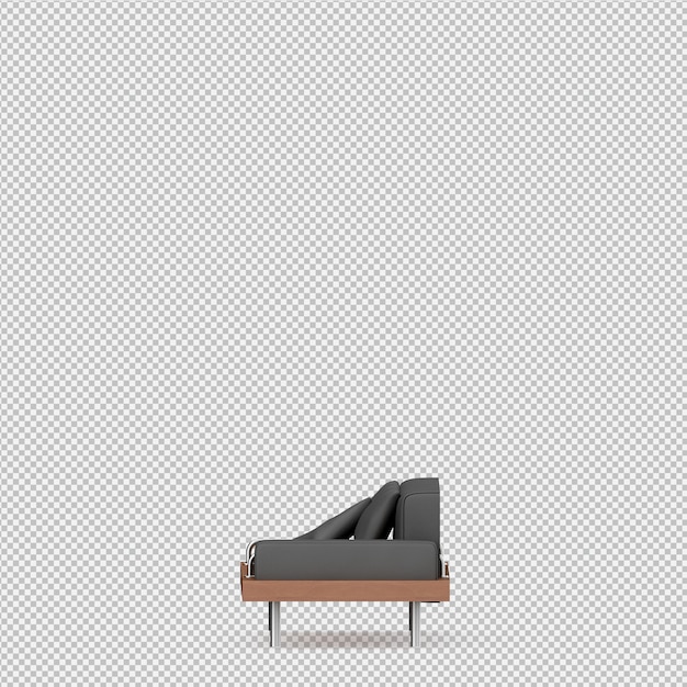 Renderização 3D de sofá isométrico