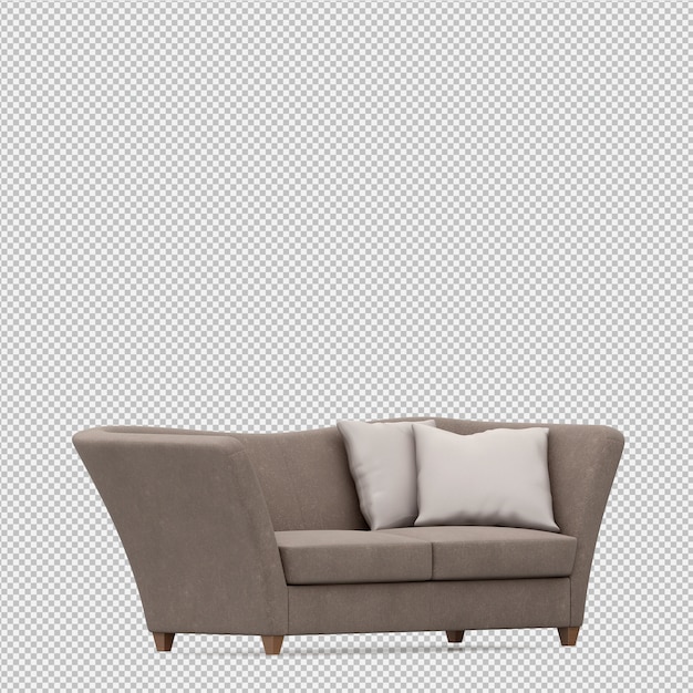 Renderização 3D de sofá isométrico