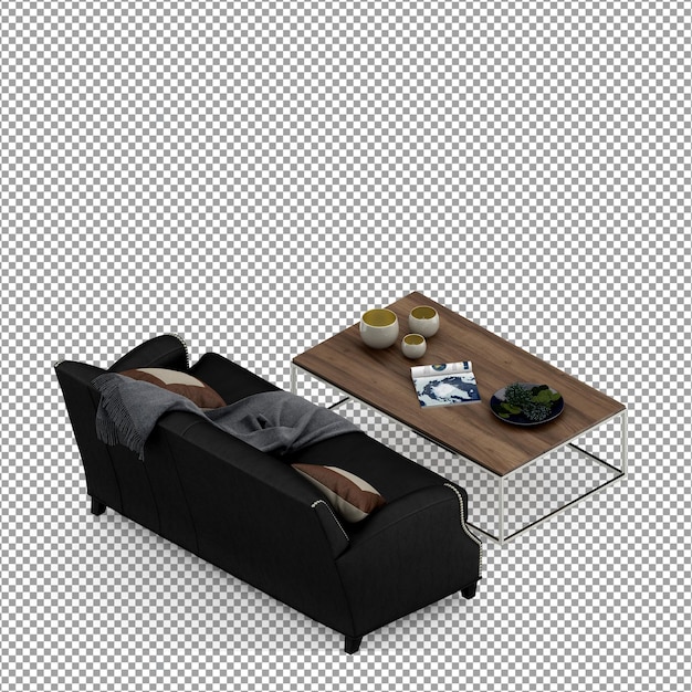 Renderização 3d de sofá minimalista isolado