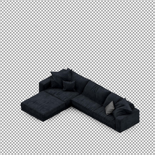 Renderização 3D de sofá minimalista isolado