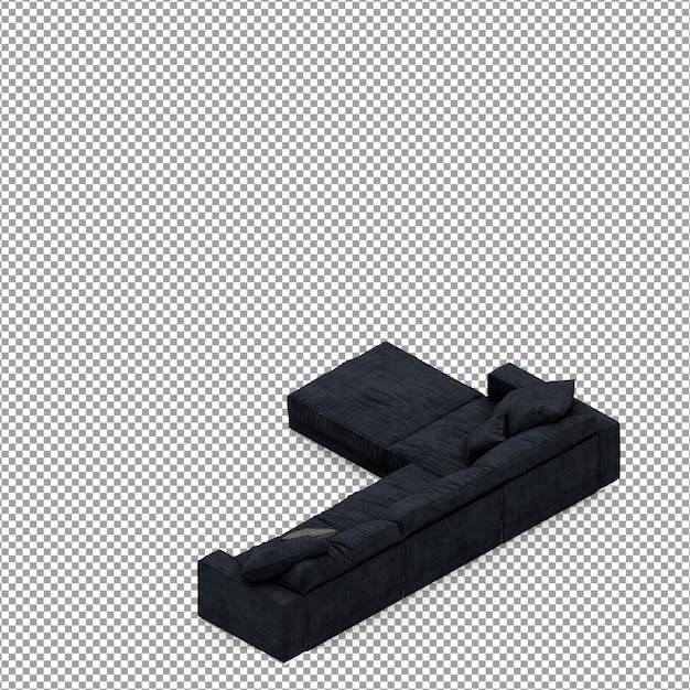 Renderização 3D de sofá minimalista isolado