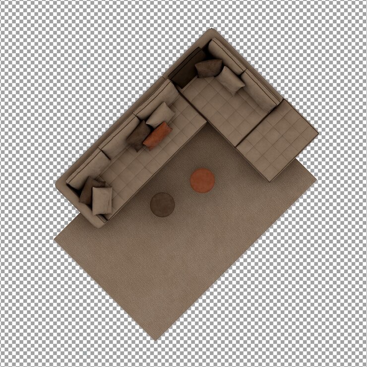 PSD renderização 3d de sofá minimalista isolado