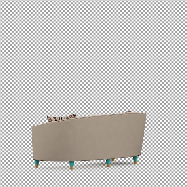 Renderização 3D de sofá minimalista isolado